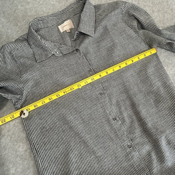 SKIES ARE BLUE Shirt Sz S Blue White Pinstripe Button Tunic Long Sleeve Collared - Picture 3 of 9